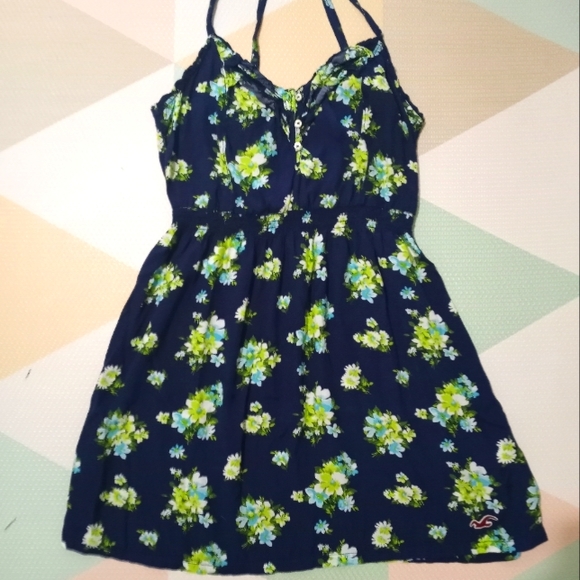 Hollister Dresses & Skirts - Vintage Hollister Floral Watercolor Navy Mini Dress size M